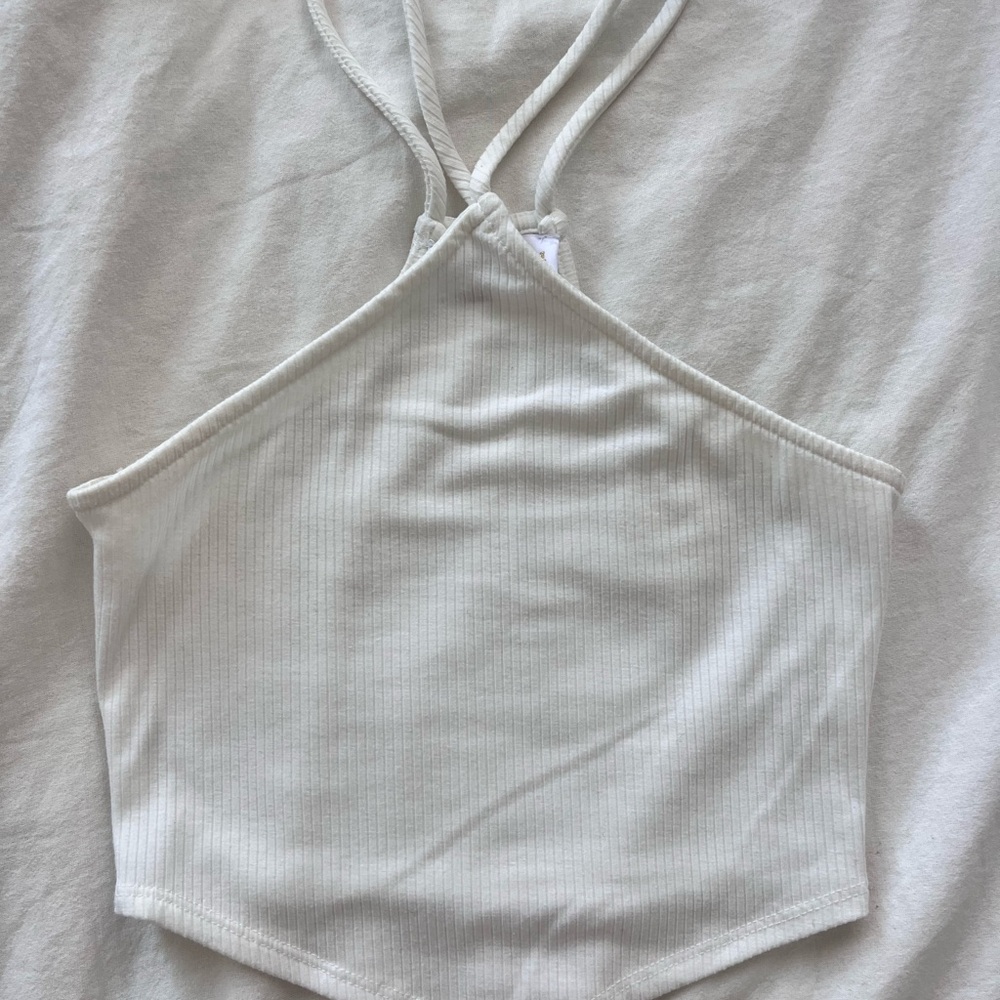 White Ribbed Crop Top